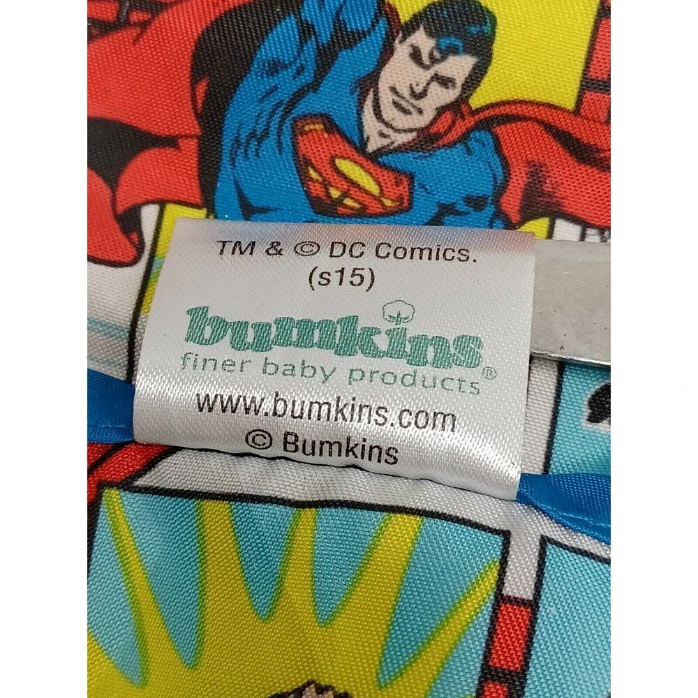 Vtg Bumkins Superman bib With Pockets kids boys girls Long Sleeve